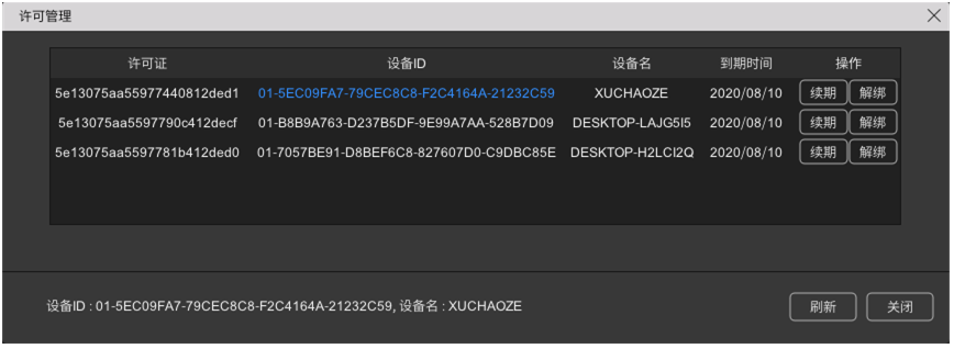 图3.3 许可管理对话框